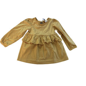max studio kids gold metallic dress 3T ruffle